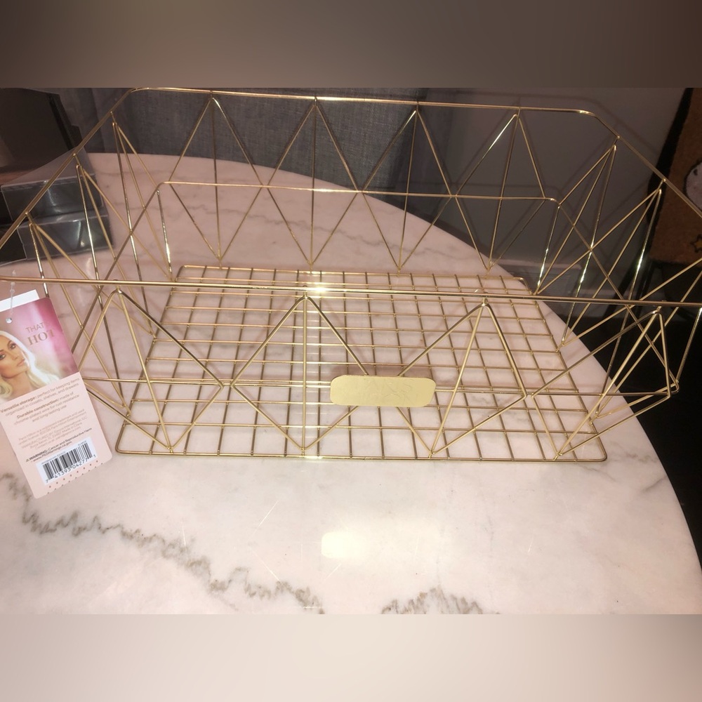 💗 Paris Hilton Gold Wire Mesh  Storage Basket 💗 viral